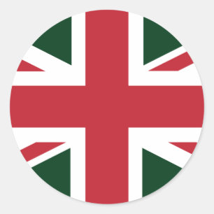 Sticker Rond Drapeau cool vert foncé rouge Union Jack britanniq