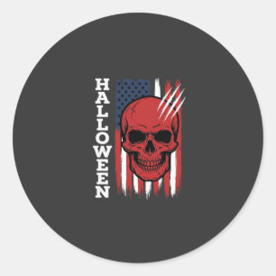 Sticker Rond Drapeau crâne Halloween Vector Design_1