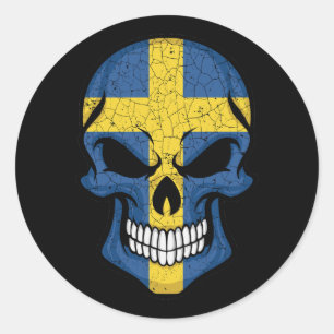 Sticker Rond Drapeau crâne souriant Suède