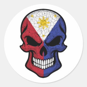 Sticker Rond Drapeau crânien souriant des Philippines