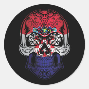 Sticker Rond Drapeau Croate Et Rose