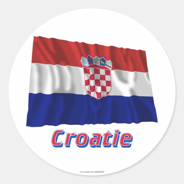 Sticker Rond Drapeau Croatie avec le nom en français (Devant)