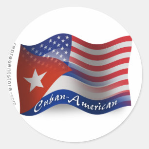 Sticker Rond Drapeau cubain-américain