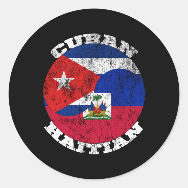 Sticker Rond Drapeau cubain haïtien Demi Cubain Demi Haïtien Cu (Devant)
