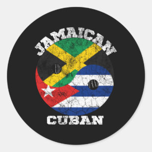 Sticker Rond Drapeau cubain jamaïcain Cuba Drapeau jamaïcain