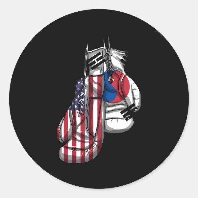Sticker Rond Drapeau d'adn mixte Amérique-Corée du Sud (Devant)