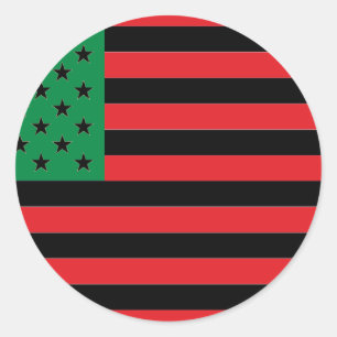 Sticker Rond Drapeau d'Afro-américain - noir et vert rouges
