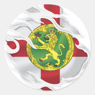Sticker Rond Drapeau d'Alderney déchiré