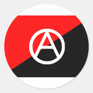 Sticker Rond Drapeau d'anarchiste avec le symbole d'A