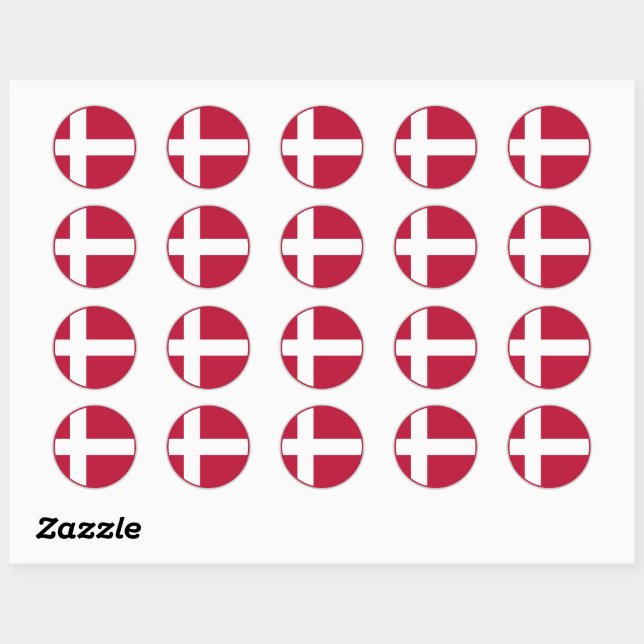Sticker Rond Drapeau danois (Feuille)