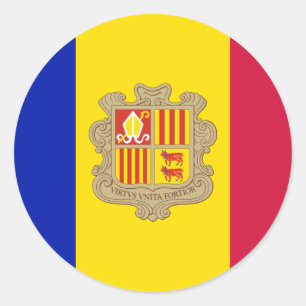 Sticker Rond Drapeau d'autocollant de l'Andorre