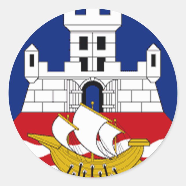 Sticker Rond Drapeau de Belgrade (Devant)