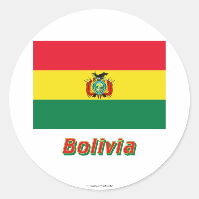 Sticker Rond Drapeau de Bolivie avec nom (Devant)