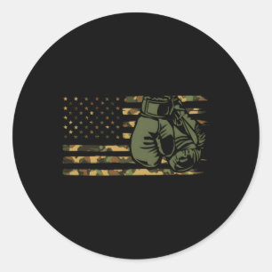 Sticker Rond Drapeau De Boxe De Camo Usa Pour Boxer Drapeau Amé