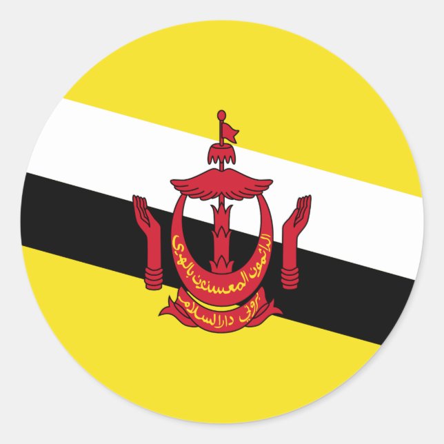 Sticker Rond Drapeau de Brunei (Devant)