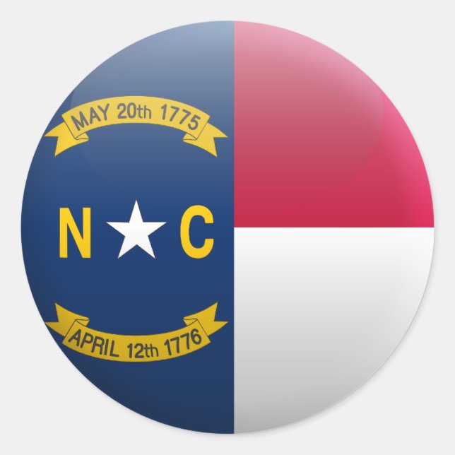 Sticker Rond Drapeau de Caroline du Nord (Devant)