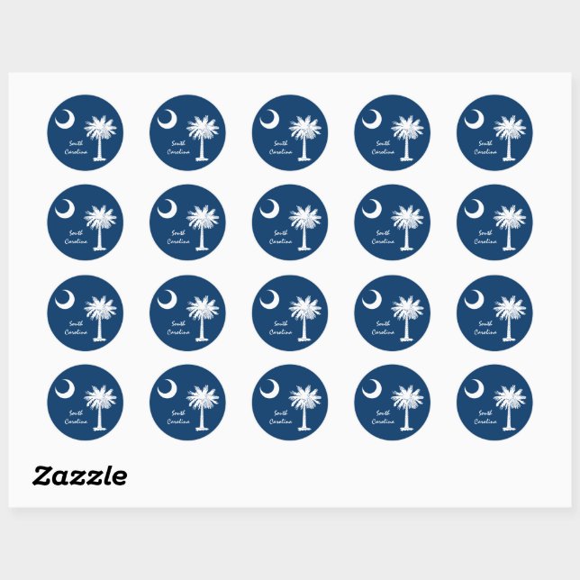 Sticker Rond Drapeau de Caroline du Sud & S Carolina Etat USA / (Feuille)