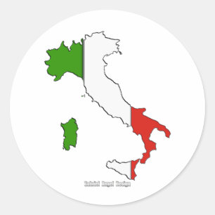 Sticker Rond Drapeau de carte de l'Italie
