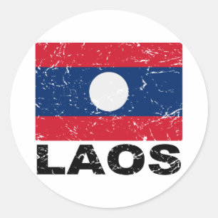 Sticker Rond Drapeau de cru des Laotiens