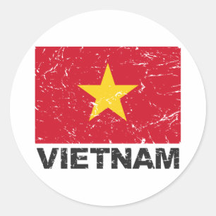 Sticker Rond Drapeau de cru du Vietnam