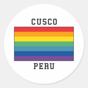 Sticker Rond Drapeau de Cusco, Pérou