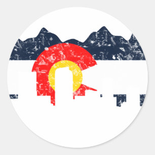 Sticker Rond Drapeau de Denver le Colorado