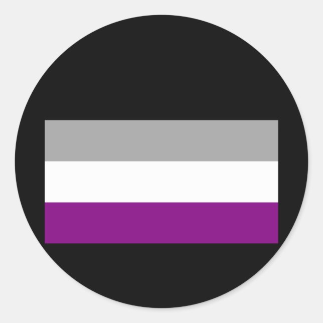 STICKER ROND DRAPEAU DE FIERTÉ ASEXUEL OFFICIEL (Devant)