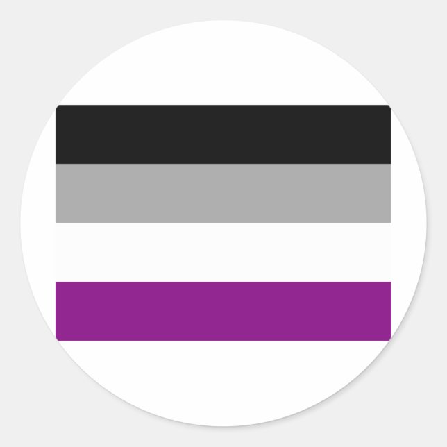 STICKER ROND DRAPEAU DE FIERTÉ ASEXUEL OFFICIEL (Devant)