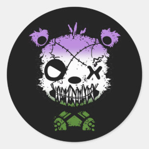 Sticker Rond Drapeau de fierté genrequeer goth coloré sur un ou