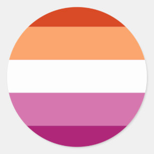 Sticker Rond Drapeau de fierté lesbienne (5 bandes)