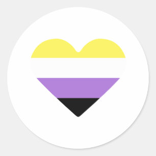 Sticker Rond Drapeau de fierté non binaire cœur
