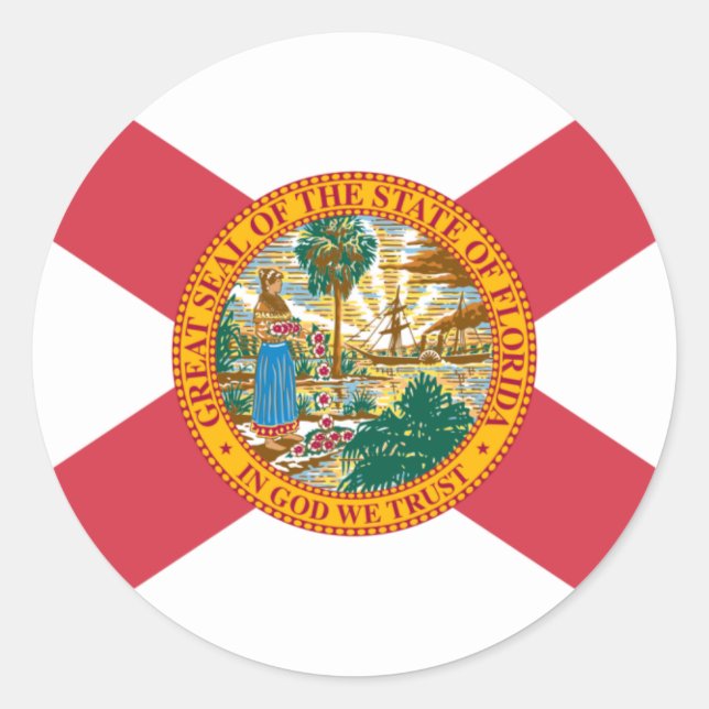 Sticker Rond Drapeau de Floride (Devant)