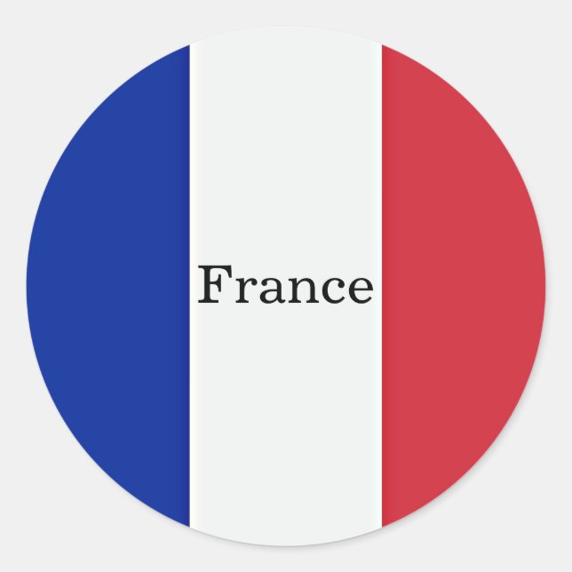 Sticker Rond Drapeau de France, étiqueté, (Devant)