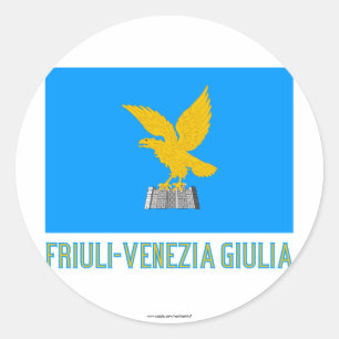 Sticker Rond Drapeau de Friuli-Venezia Giulia avec le nom