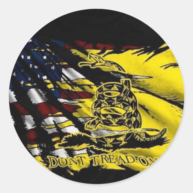 Sticker Rond Drapeau De Gadsden - Liberté Ou Mort (Devant)