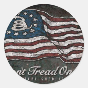 Sticker Rond Drapeau De Gadsden - Liberté Ou Mort