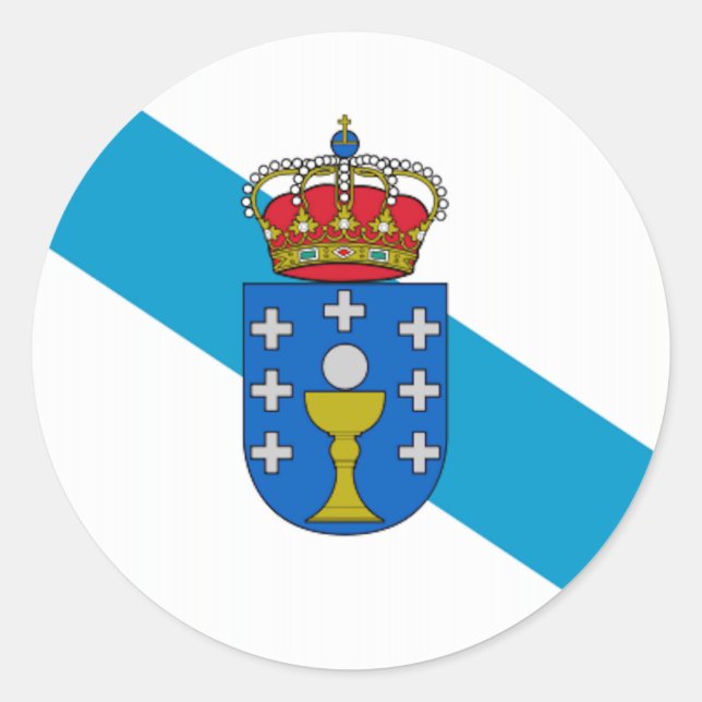 Sticker Rond Drapeau de Galice (Espagne) (Devant)