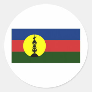 Sticker Rond Drapeau de gens du pays de la Nouvelle-Calédonie