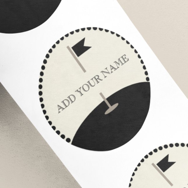 Sticker Rond Drapeau de golf avec texte personnalisé (Créateur téléchargé)