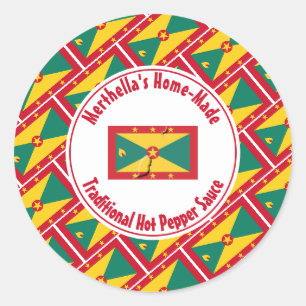 Sticker Rond Drapeau de Grenade Fabriqué maison en POIVRE CHAUD