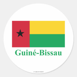 Sticker Rond Drapeau de Guinée-Bissau avec nom en portugais
