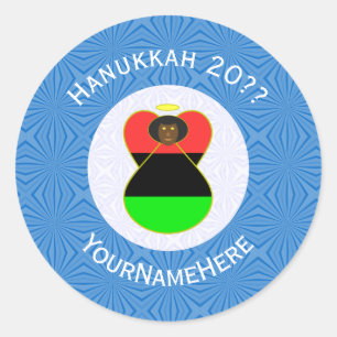 Sticker Rond Drapeau de Hanukkah ange de la diaspora africaine