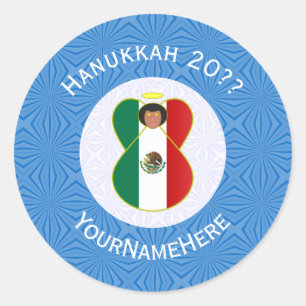 Sticker Rond Drapeau de Hanukkah de l'ange mexicain Rond person