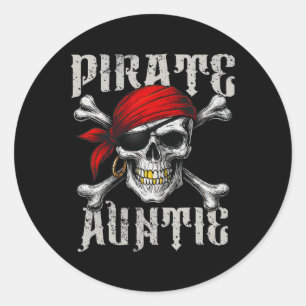 Sticker Rond Drapeau De Jolly roger Pirate Tante Et Crossbone D