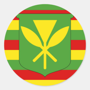 Sticker Rond Drapeau de Kanaka Maoli - drapeau hawaïen de