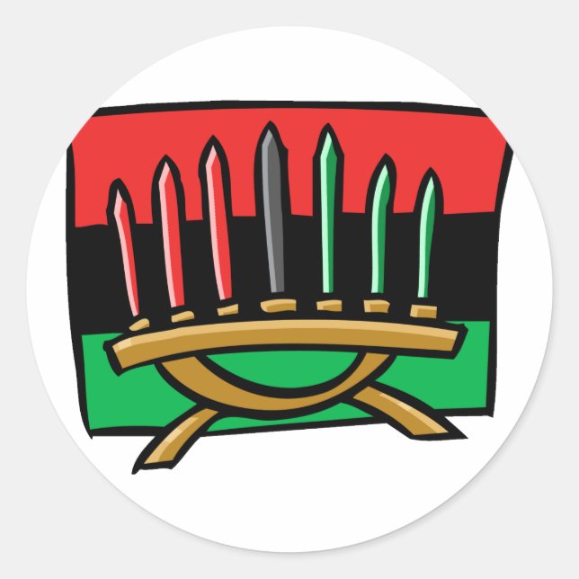 Sticker Rond Drapeau de Kwanzaa (Devant)