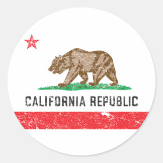Sticker Rond Drapeau de la Californie vintage