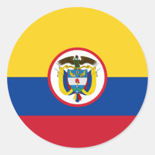 Sticker Rond Drapeau de la Colombie militaire