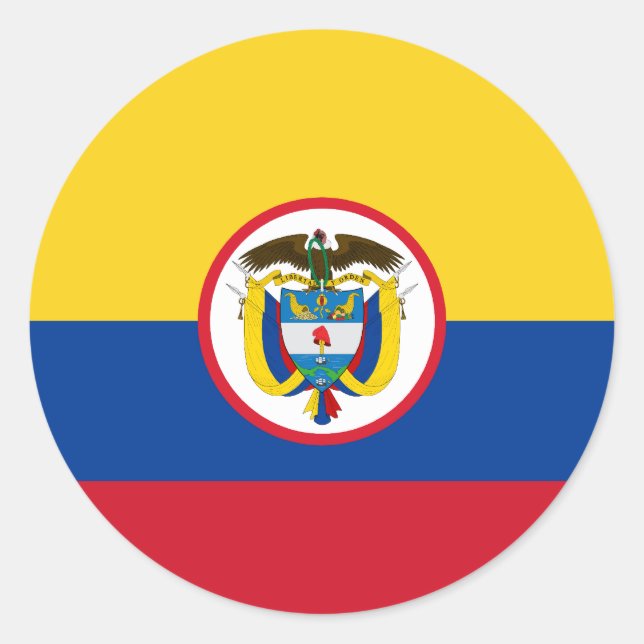 Sticker Rond Drapeau de la Colombie militaire (Devant)
