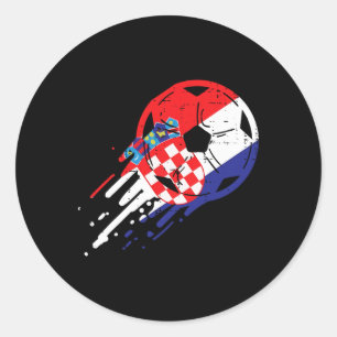 Sticker Rond Drapeau de la Croatie Foot croate Fanball Hommes F